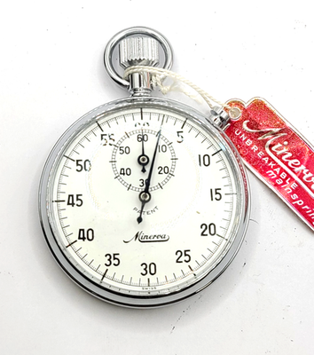 Minerva Stop Watch Swiss 60 Second/ 60 Min Timer Vintage with Tag