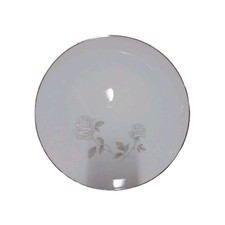 Noritake 10? Dinner Plate Rosay 6216 White Gray Roses Platinum Trim