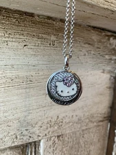 Hello Kitty By Diamonique CZ Necklace. Sterling Silver. 