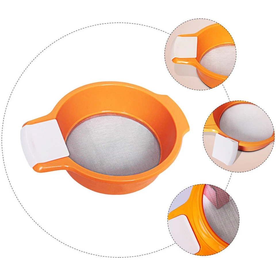 1Pc Round Flour Soil Sieve Household Stainless Steel Fine Mesh Strainer (Orange) - Image 2 of 4