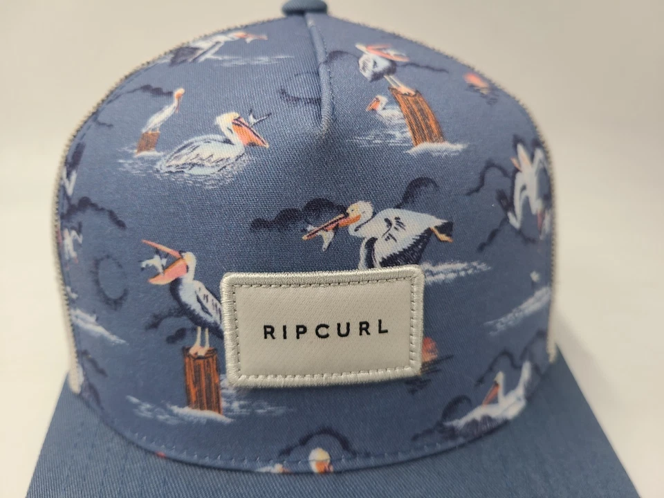 Rip Curl Pelicans Mesh Trucker Snapback Hat Cap Surf Fish Men Women Blue Gray - Image 4 of 4