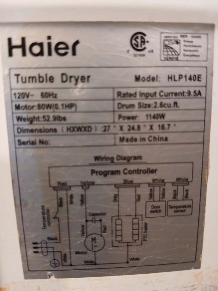 Secadora Haier modelo HLP140E Foto 3 de 3