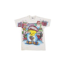 Vintage Looney Tunes Tweety Bird All Over Print T Shirt Youth Size Small