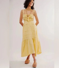 Free People Palma Midi Dress in Yellow Tansy -  MEDIUM  - BRAND NEW  -  RRP £140