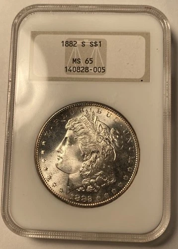 1882-S Morgan Silver Dollar NGC MS65 Old Fatty Holder