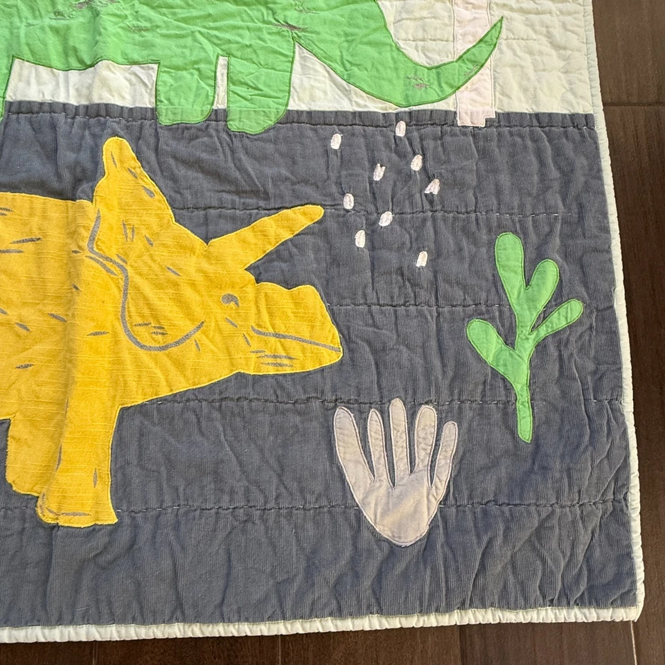Crate & Barrel Kids Dinosaur Quilted Baby Toddler Crib Blanket Comforter - Image 3 of 4