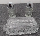 VTG Anchor Hocking Wexford Salt Pepper Shakers Federal Glass Windsor Butter Dish