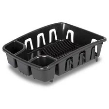 Sterilite DrainRack, Dishrack and Drainboard, Inclined Base for Draining, Black