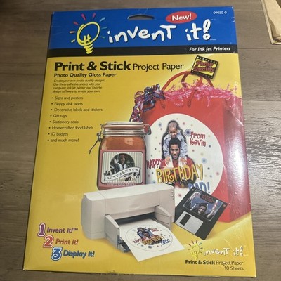 INVENT IT! Print & Stick Project Paper Gloss Finish 10 Sheets 8.5 x11  Brand New