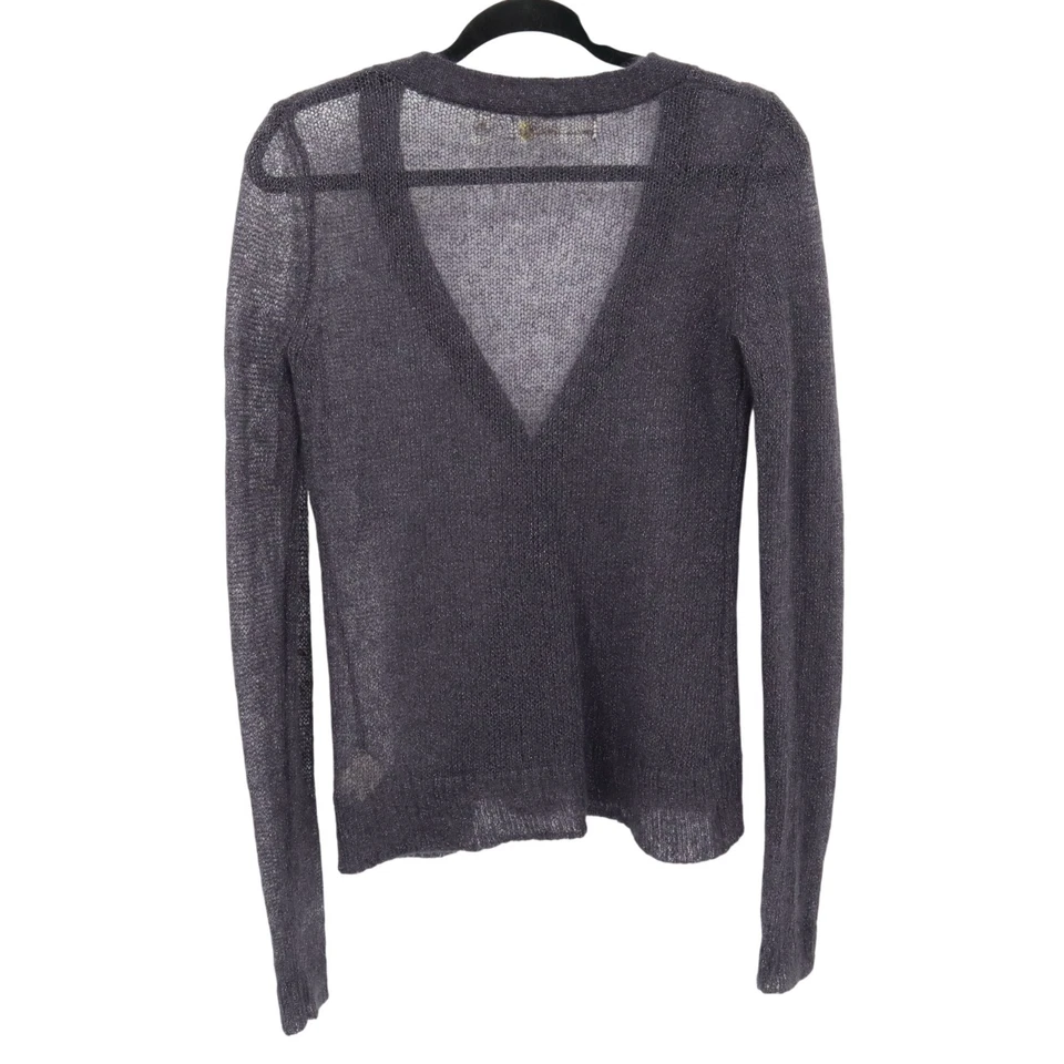 Charlie & Robin Mohair 羊毛开衫女式 M 灰色波西米亚学院风垃圾独立摇滚 — 第 3/4 张图片