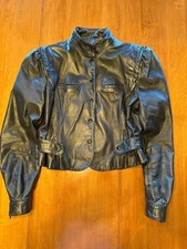 BERMAN'S VINTAGE BLACK LEATHER WOMENS JACKET SIZE 8
