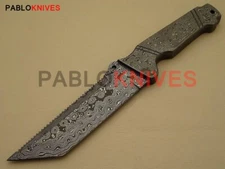 12" Rare Hand Forged Damascus Steel Full Tang Hunting Tanto Beautiful Knife