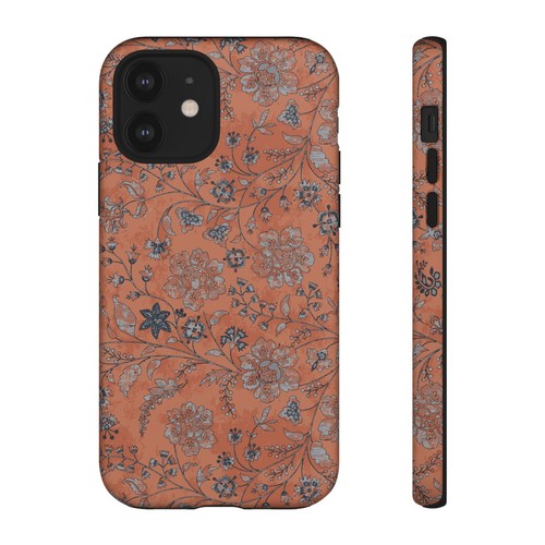 Indian Chintz Inspired Phone Case, Vintage Copper Colored Floral Print Boho Chic - Picture 54 of 177