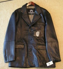 Mens Weatherproof Garment Black Formal Dress Leather Jacket Medium M NWT