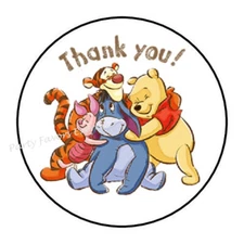 WINNIE THE POOH AND FRIENDS THANK YOU ENVELOPE SEALS LABELS STICKERS PARTY FAVOR