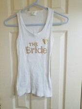 Rhinestone The Bride tank top white with gold new never worn size large