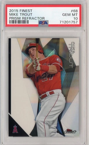 2015 TOPPS FINEST MIKE TROUT PRISM REFRACTOR #68 PSA 10 GEM MINT ANGELS