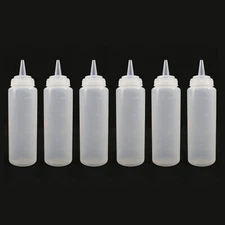 Hakka 6 Pack 8oz Plastic Squeeze Bottle Dispenser Ketchup Sauce Oil Bottle