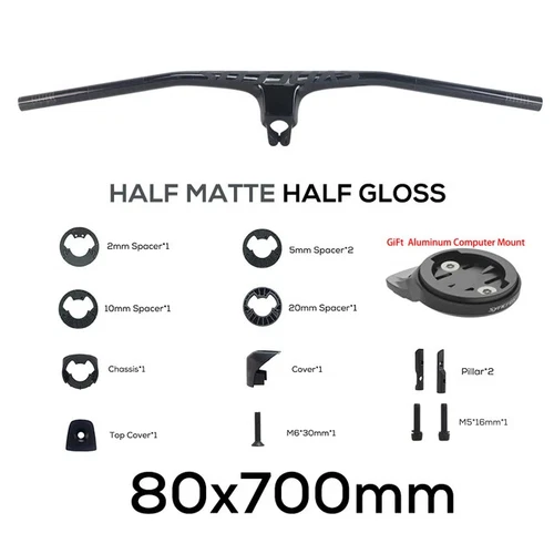 -20° Manillar Integrado de Fibra de Carbono Completa Bicicleta MTB 70/80/90/100mm*680-740mm - Imagen 36 de 44