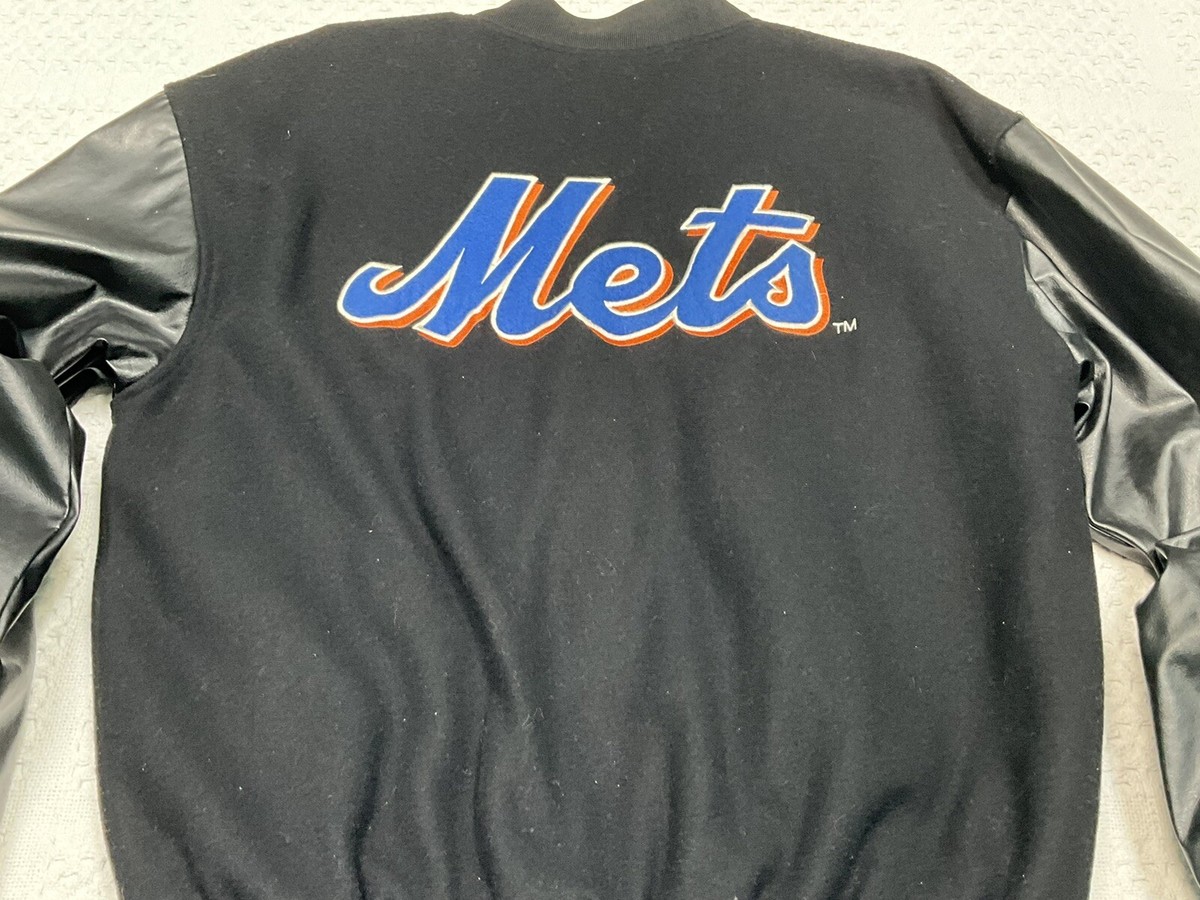 GENUINE MERCHANDISE JH DESIGN　M　メッツ NEW YORK METS VINTAGE WOOL PVC/LEATHER BOMBER JACKET M JH