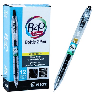 Pilot B2P Pen 36629, Bottle 2 Pen, Black Gel Ink, 0.7 Fine Rollerball, Box of 12