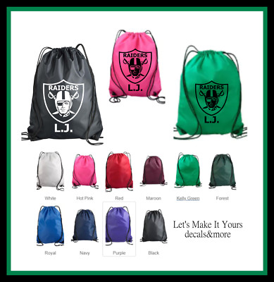 OAKLAND RAIDERS PERSONALIZED NAME CUSTOM DRAWSTRING BACKPACK GIFT SPORTS GYM BAG