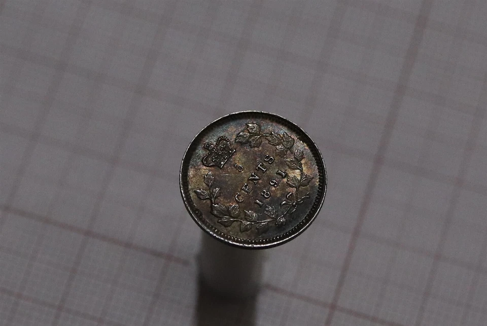 🧭 🇨🇦 CANADA 5 CENTS 1891 VICTORIA SCARCE HIGH GRADE B78 CMH-18 - Image 3 of 4