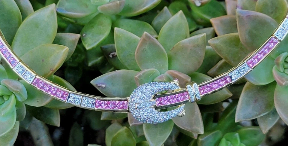 Collar Bellarri Oro Diamante y Zafiro Estate 28,9 gm Foto 3 de 4