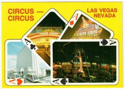1990s Circus Circus Hotel & Casino Las Vegas Neon Multi View postcard  Vintage k