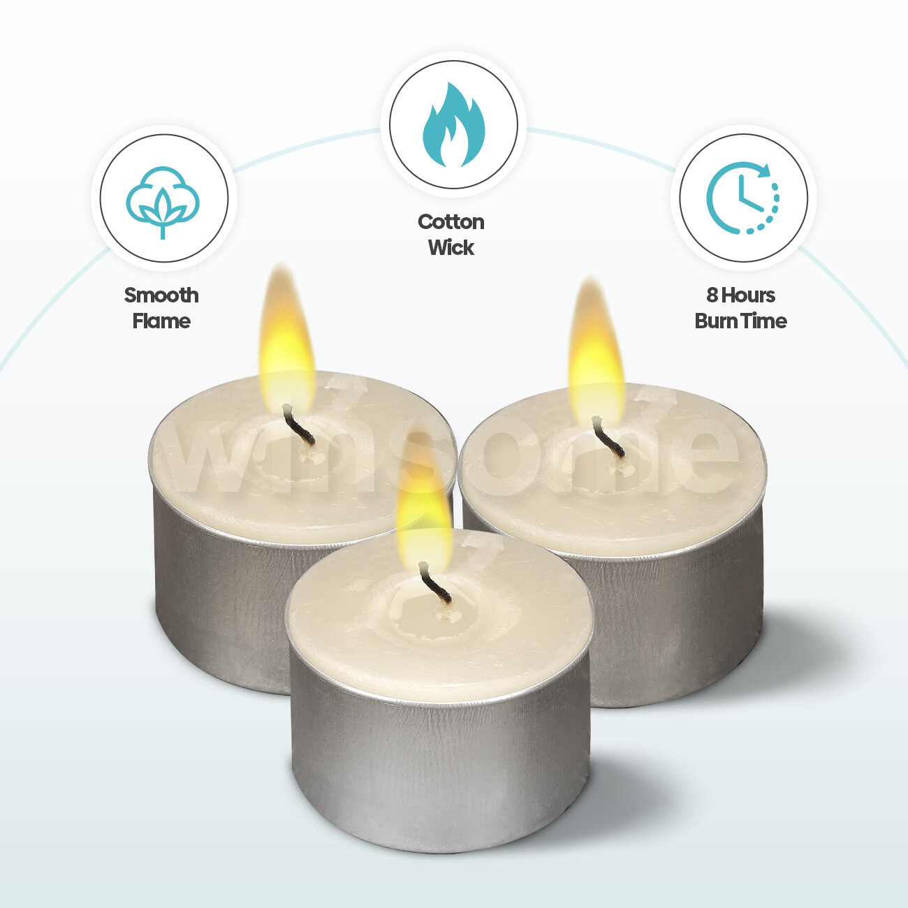 50x Tea lights Candles 8 Hour Long Burn Nightlight Unscented Tealight