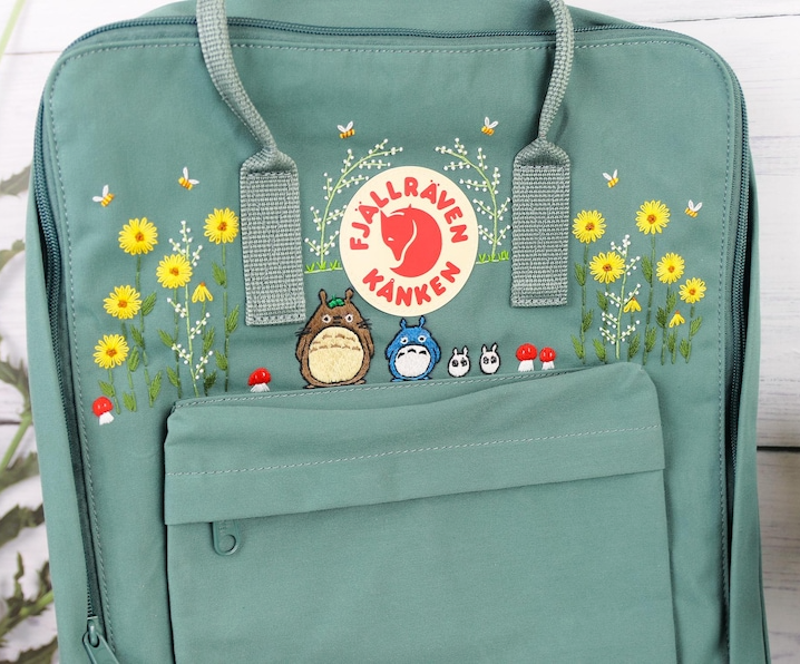 Fjallraven Kanken Backpack Embroidered With Totoro Characters Totoro Design  Bag