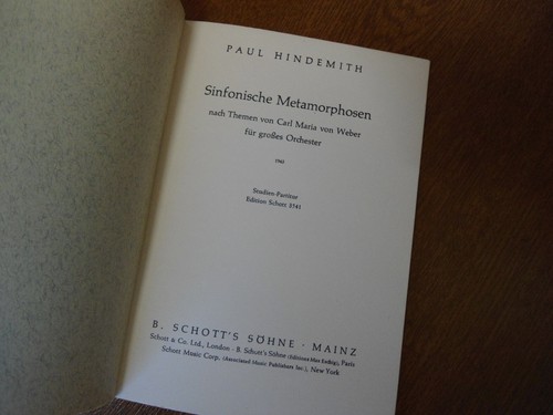 PAUL HINDEMITH / von Weber Symphonic Metamorphosis - Edition Schott Study Score - Picture 3 of 15