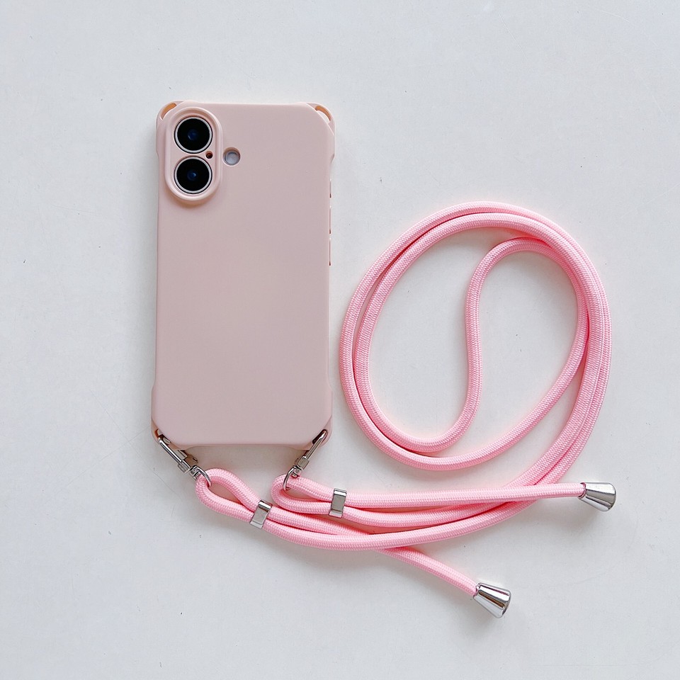 For iPhone 17 Pro Max 16 15 13 11 Plain Color Phone Case With Crossbody ...