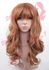 W258 Auburn Ginger Mix Long Curl Sythetic Wig - studio7-uk