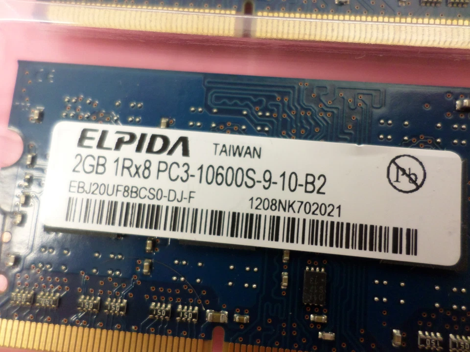 5 x Elpida 2GB 1Rx8 PC3 PC3-10600S DDR3 Laptop RAM Memory EBJ20UF8BCU0-DJ-F - Image 4 of 4