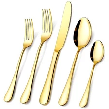 Gold Silverware Set 40piece Food Grade Stainless Steel Gold Flatware Set Kitchen
