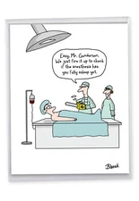 1 Jumbo Funny Get Well Greeting Card -  Chainsaw Anesthesia   J1300