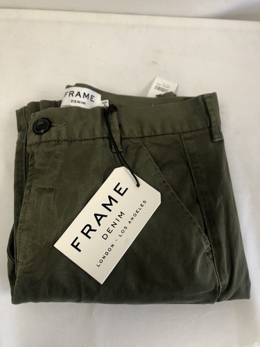 Pants Woman Frame Denim 98% Cotton Size 36/37 Khaki New - Picture 8 of 8