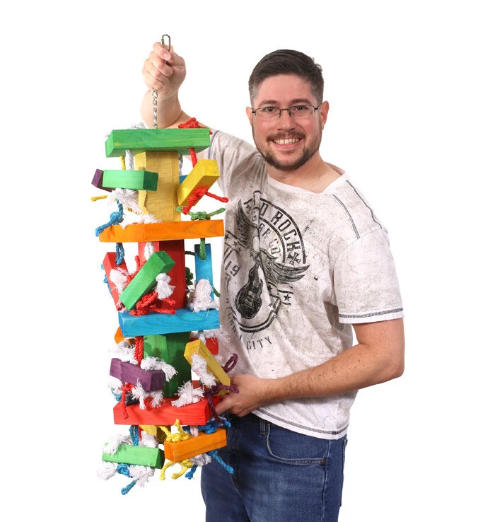 Juguete loro Tropical Stack XXL - Enorme juguete para jacinto y guacamayo alado verde Foto 2 de 2