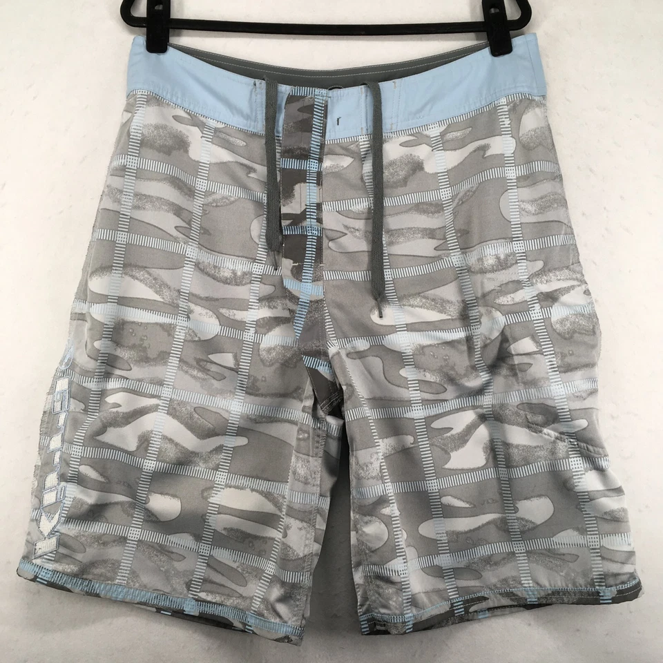 KIRRA 男式板短裤尺寸 34 格子迷彩开瓶器灰色内缝 10 — 第 3/4 张图片