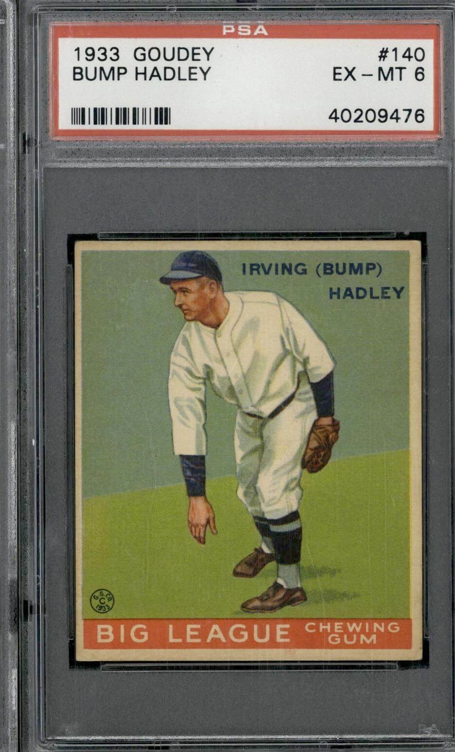 1933 Goudey #140 Bump Hadley - PSA 6