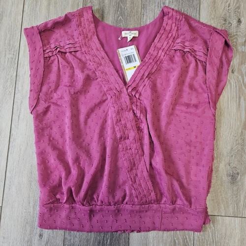 Mason & Belle Stitch Fix Swiss Dot Chiffon Mauve Pink Wrap Blouse Womens Medium - Picture 5 of 9