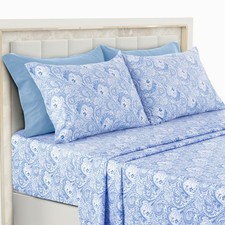 Deep Pocket 6 Piece Bed Sheet Set 1800 Series Microfiber Comfort Paisley Sheets