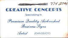 Creative Concepts Devoto Airbrush Art Keansburg NJ Vintage Business Card