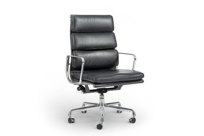 Eames for Herman Miller Tall Black Leather Desk Chair Soft Pad