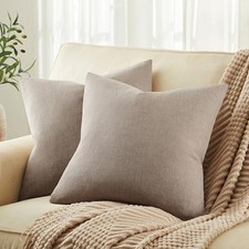 Rustic Cotton Linen Throw Pillow Covers Set 18" x 18" Pack of 2 Cocoa Brown