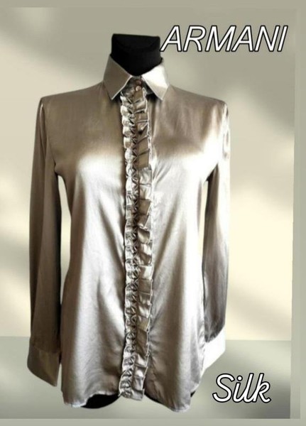Women Armani Exchange Shirt Grey Silk M