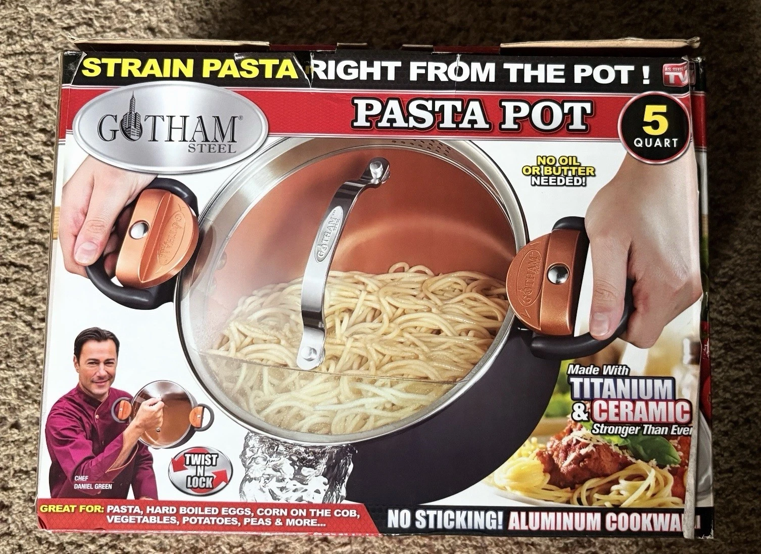 Gotham Steel 5-Quart Pasta Pot with Strainer Lid Non-Stick Titanium Ceramic NEW
Opens in a new windo
