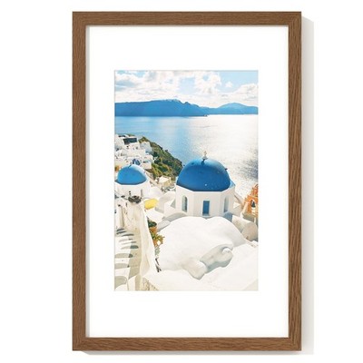 11x17 Picture Frame with Mat for 8x12, Solid Oak Wood Poster Frame with Tempe...