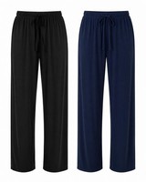 Pack of 2 Ladies ITY Stretch Wide Leg Trousers Elastic Waist Lounge Pants